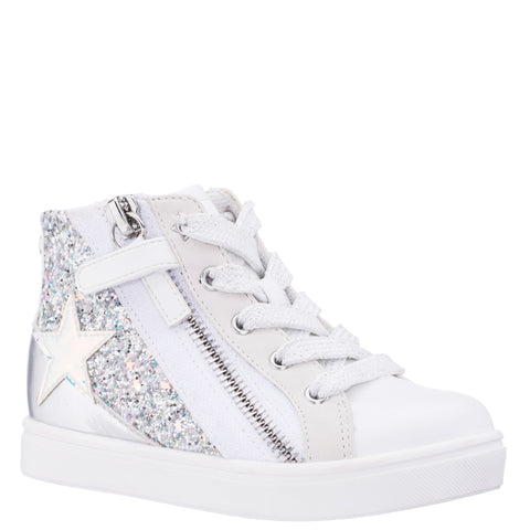 Honey Couture ALINA Off White Glitter Tea Length Off The Shoulder  