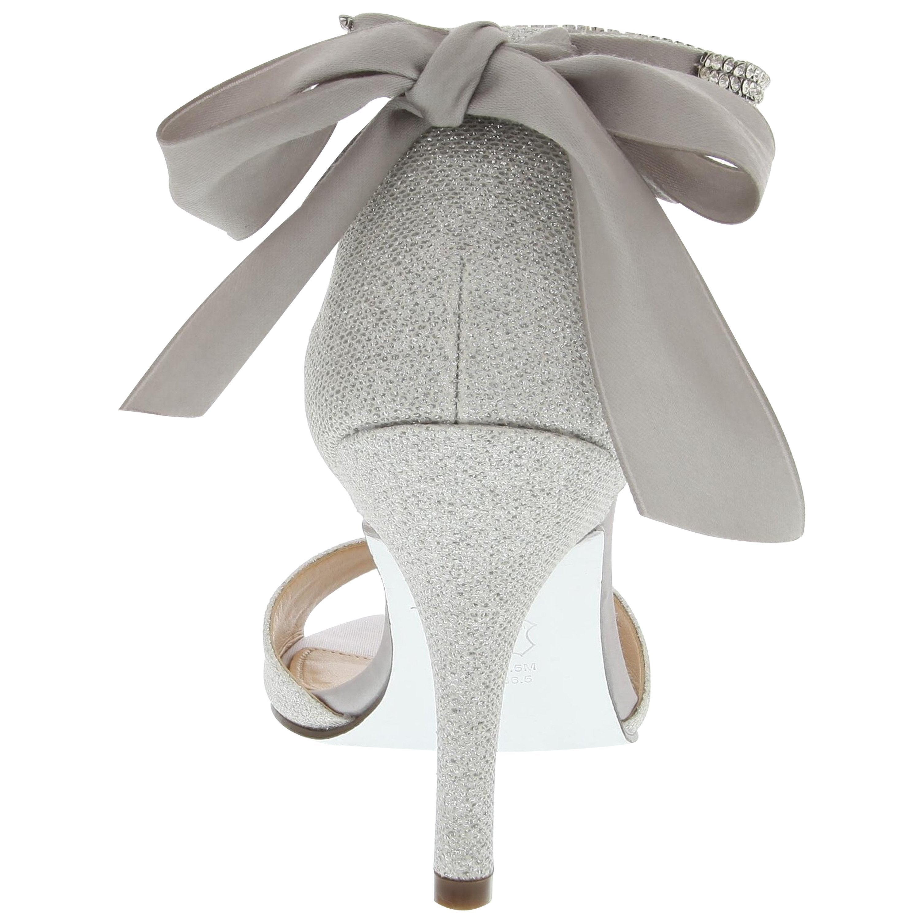 Womens Vinnie Silver Textured Metallic Sandal with Adjustable
