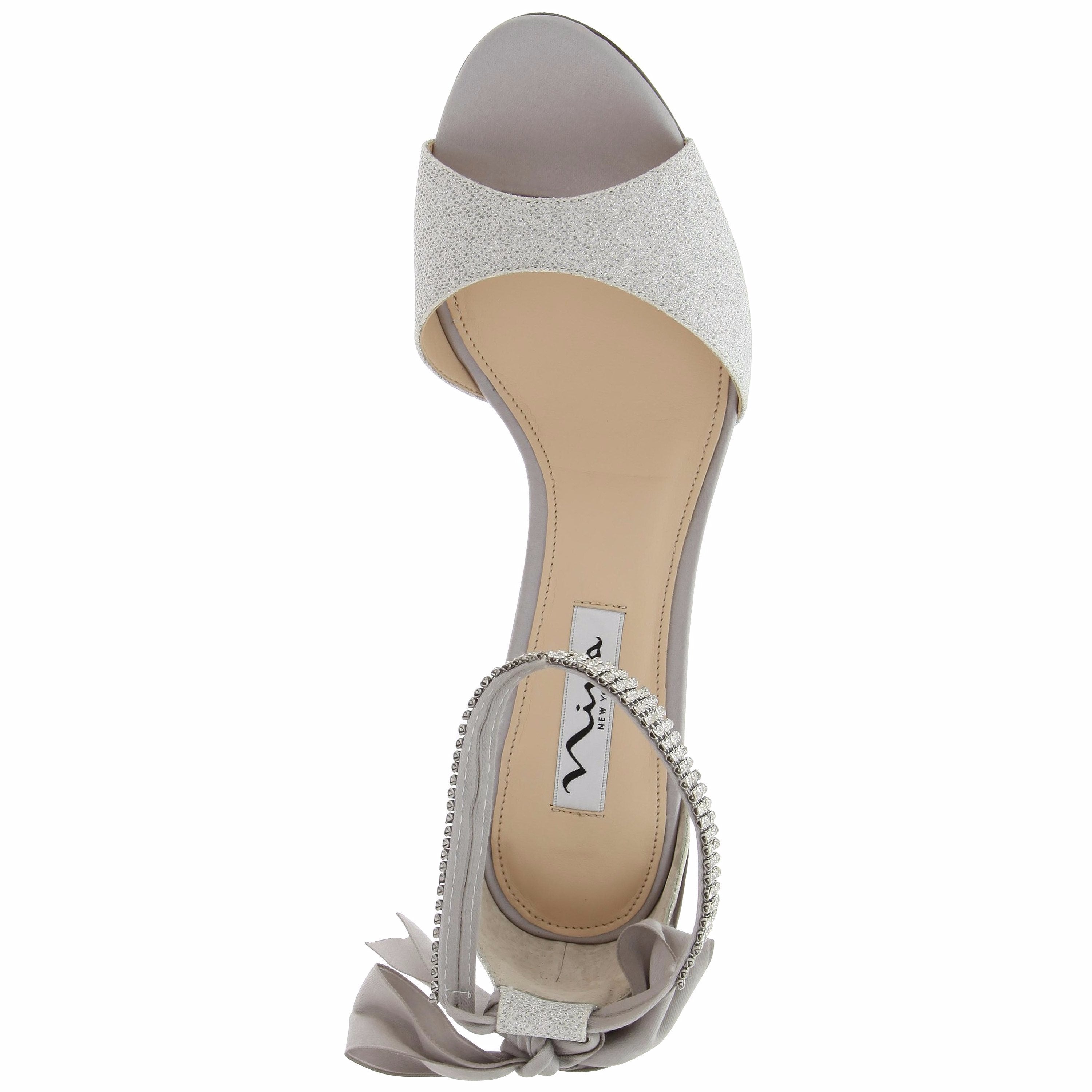 Womens Vinnie Silver Textured Metallic Sandal with Adjustable